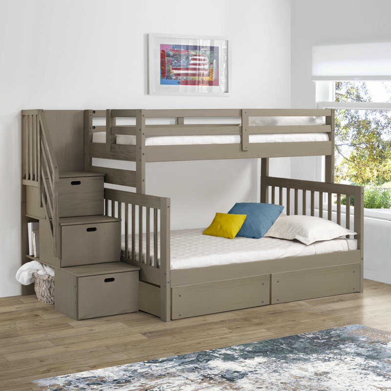 Kids Twin Over Full Bunk Bed with Drawers
