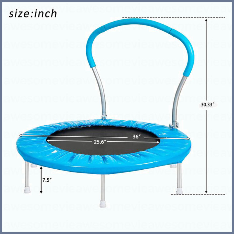 Trampoline 36 po avec poignée (noir) - métal, Bleu