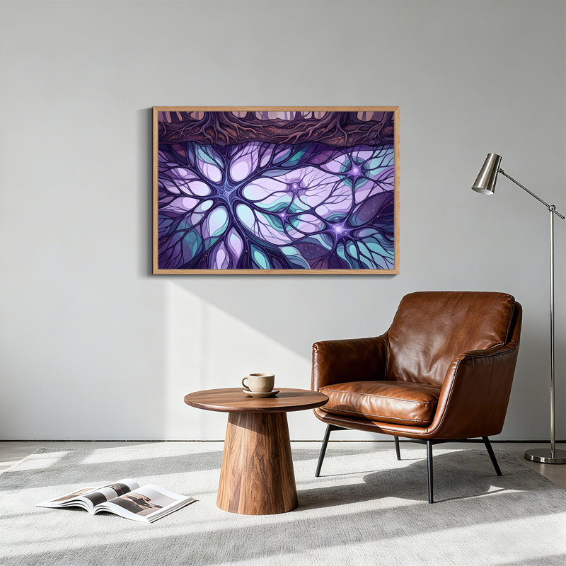 «Mauve et bleu sarcelle», art abstrait sur toile, 24"H x36"W