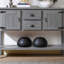 Console de 48 po en bois massif avec 2 tiroirs, armoires et tablette inférieure, armoire de rangement de style rétro pour salle à manger (gris antique)-2125779228