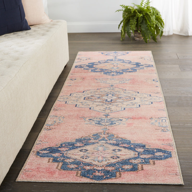 Kairos Adalee KAR01 Oriental Pink/Blue Area Rug (2'6"X7'6"), Runner 2'6" x 7'6"
