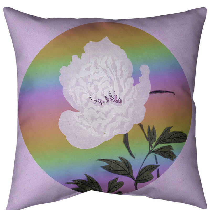 Insert de coussin décoratif de fleur japonaise, Duvet synthétique, Fleur mauve / arc-en-ciel, 20 po x 20 po