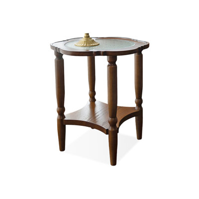 Modern Solid Wood + Glass End Table