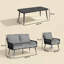 Outsunny 4 Seater Rattan Garden Furniture Set with Wide Seats Black