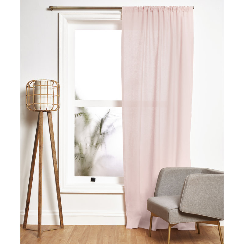 Linen Curtain with Rod Pocket, Pink, 52" W x 63" L