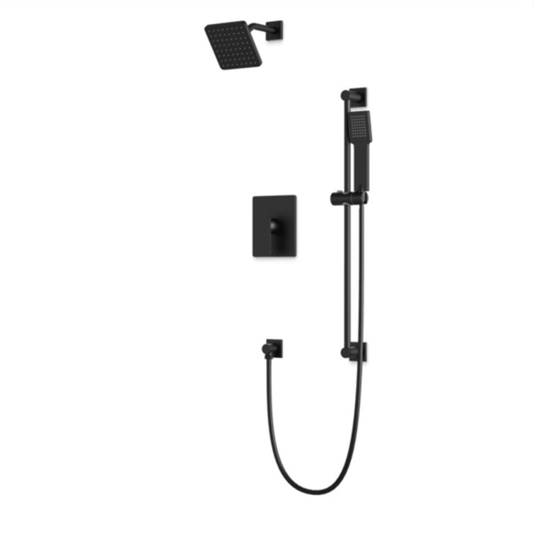 Square 2-Way Pressure Balance Shower Trim Kit With Hand Held Shower On Integrated Slide Bar Chrome