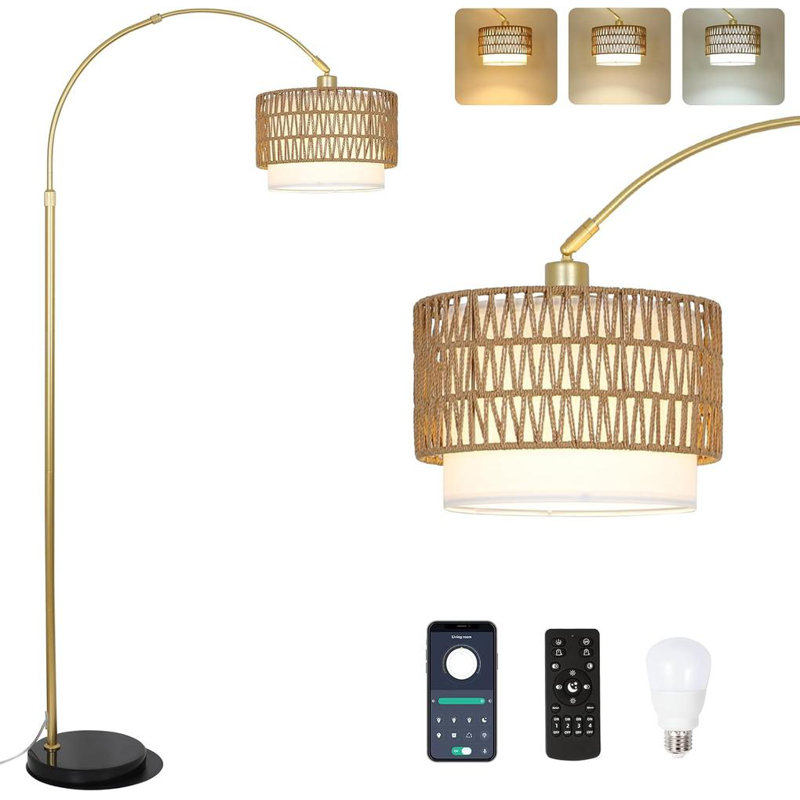 Arc Floor Lamp with Remote, Gold