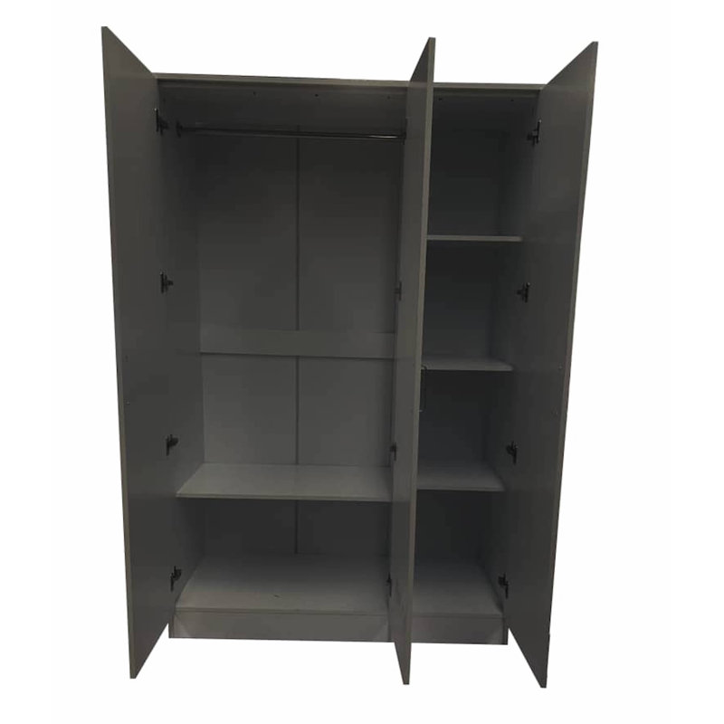 Laaiqah 3 Door Manufactured Wood Wardrobe, Black