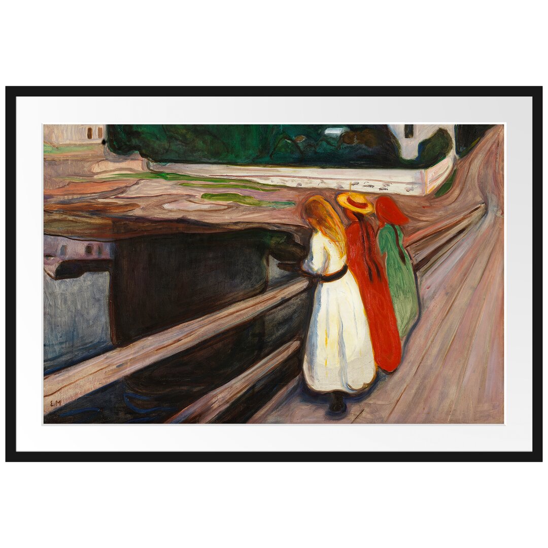 Gerahmter Kunstdruck Girl on the Bridge von Edvard Munch