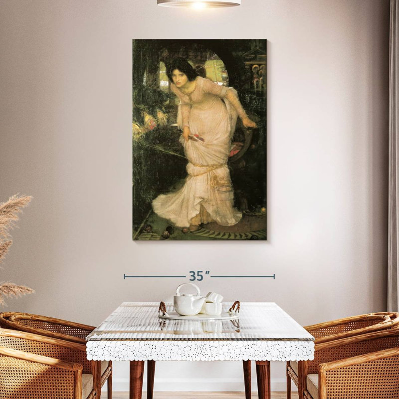 Dame de Shalott regardant Lancelot, H 48 po x l 32 po