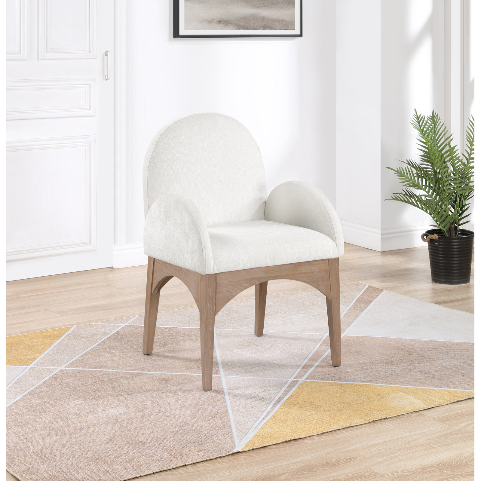 Waldorf Arm Chair, Natural, Cream Chenille