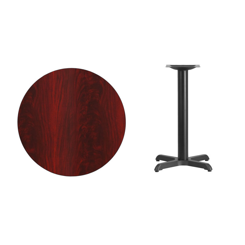 Carrus Round Laminate Table Top with Height Table Base, 31.13" H x 30" W x 30" D, Mahogany