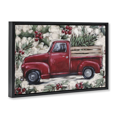 Toile flottante encadrée Pickup & Festive Holly par Sara G. Designs