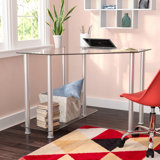 Chattanooga Corner Glass Top Metal Base Writing Desk