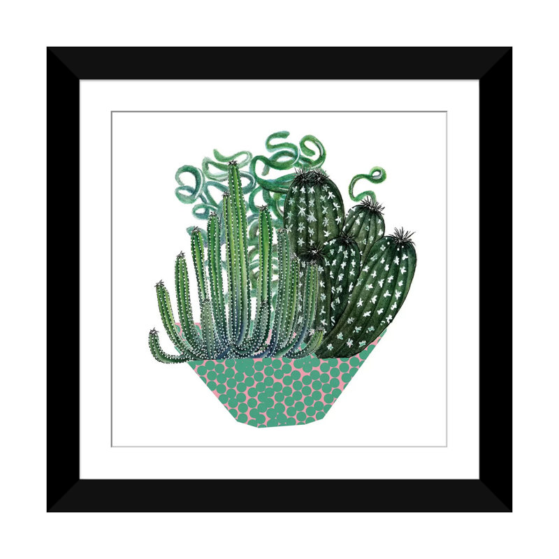 « ii », impression sur toile Cactus Arrangement, H 18 po x l 18 po x P 1,5 po, Toile avec cadre noir, Blanc