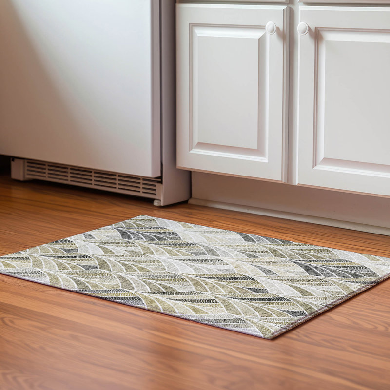 Premium Machine Washable Prisco Taupe Rug, Rectangle 1'8" x 2'6"