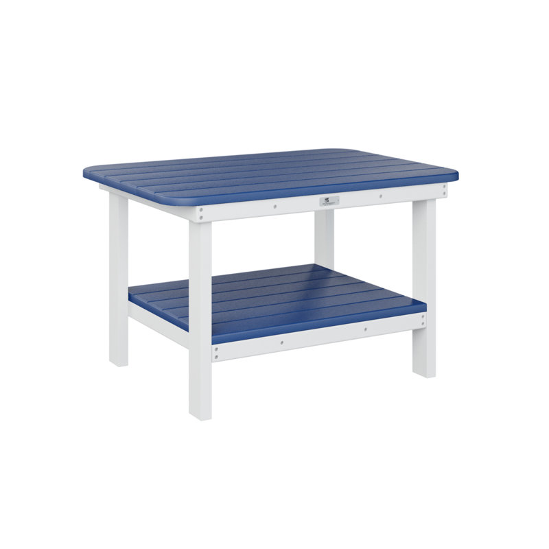  Table basse rectangulaire régulière avec plateau bleu et base blanche, H 18 po x l 29,5 po x P 21 po, Bleu pacifique