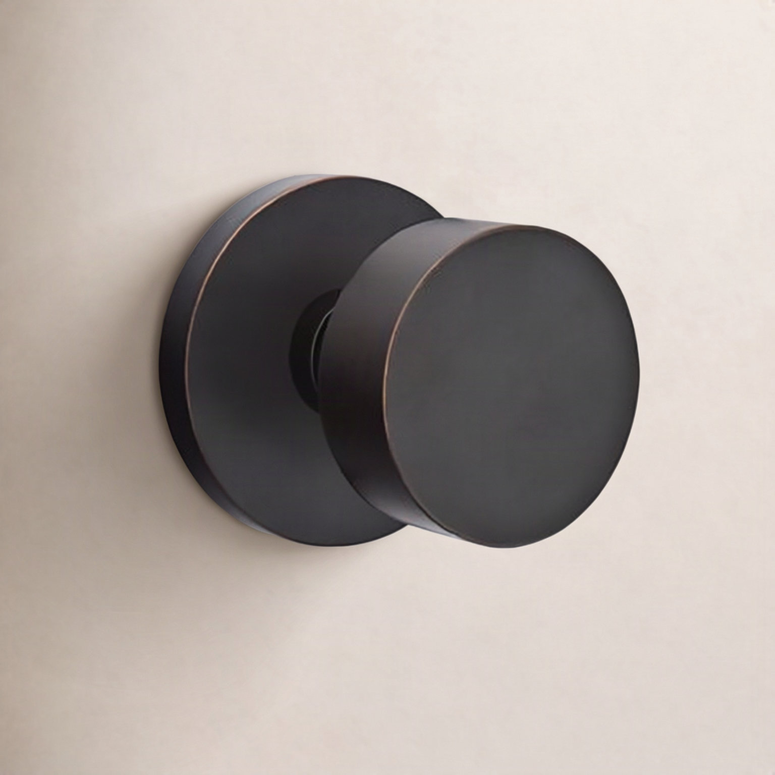 Privacy Door Knob with Disk Rosette, Oil Rubbed Bronze