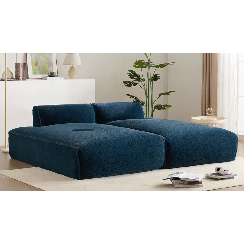 Canapé modulaire surdimensionné de 90 po Boneless, Tissu bleu foncé