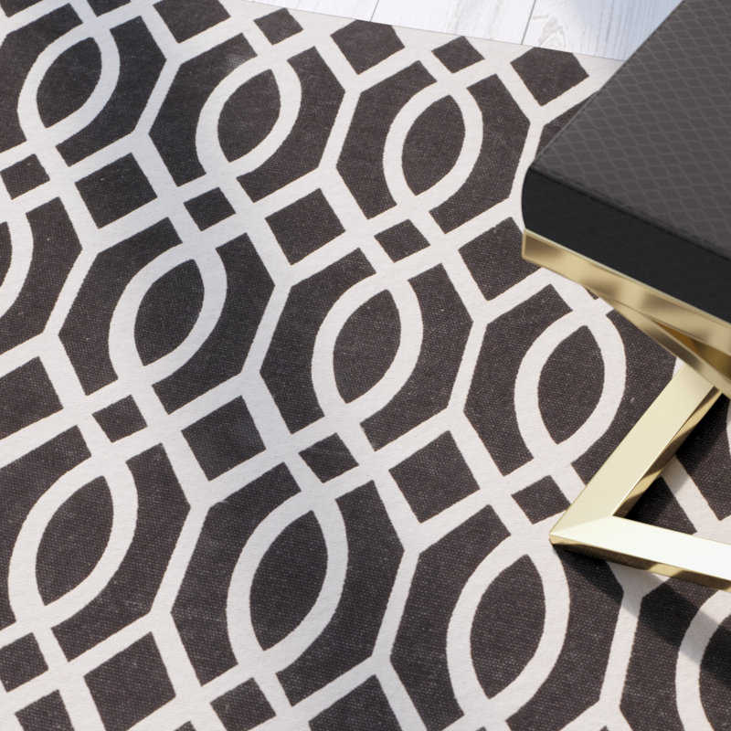 Tapis géométrique en coton tissé à la main Holsworthy Cedar Brook, Rectangle 2 pi 3 po x 3 pi 9 po