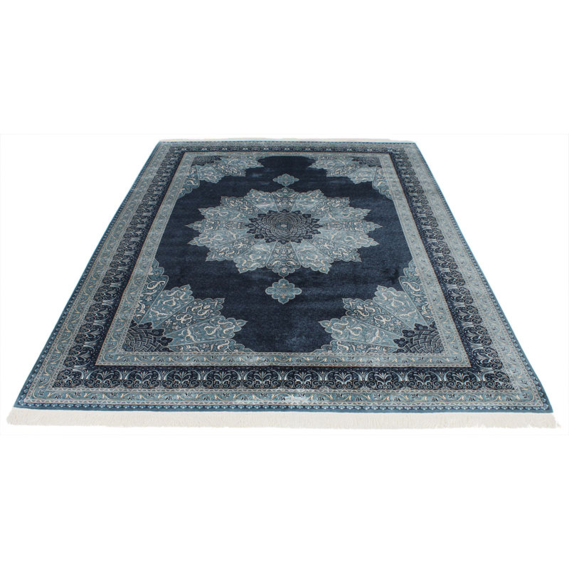 Tapis turc bleu et ivoire 7 x 7 x 7