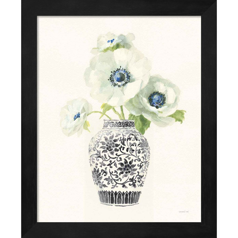 "Floral chinoiserie I & II Black Crop" par Danhui Nai, art encadré