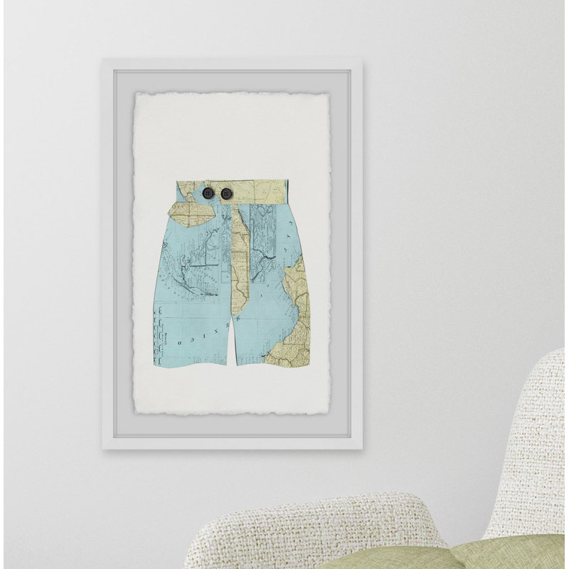 Map Shorts - Reproduction d'art graphique encadré, H 18 po x l 12 po x P 1,5 po