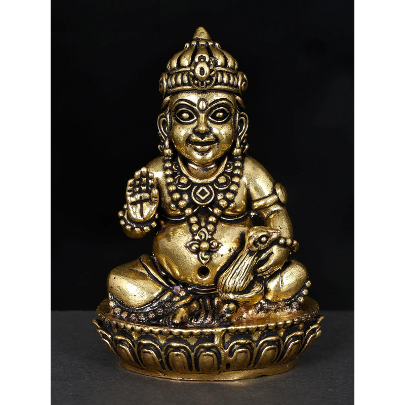 Petite statue en laiton de 2 pouces Kubera