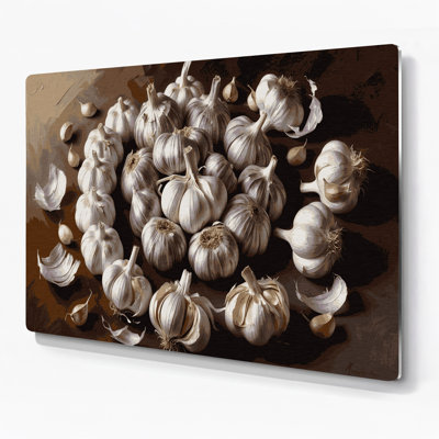 Vegetables Garlic Black Metal Wall Art