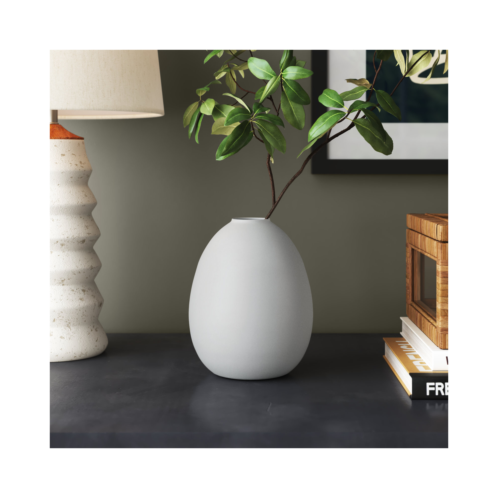 Jenny Aluminum Table Vase, Black, 6.25" H x 5" W x 5" D