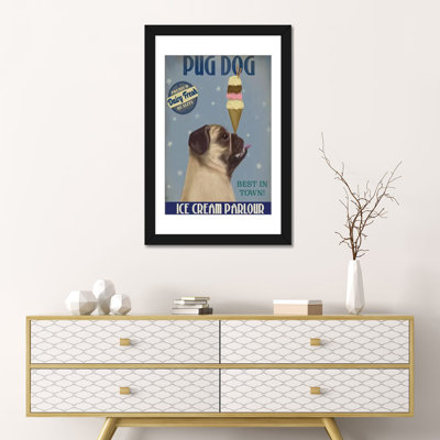 Fab Funky 'Pug and Fawn Ice Cream' Vintage Advertisement on Wrapped Canvas