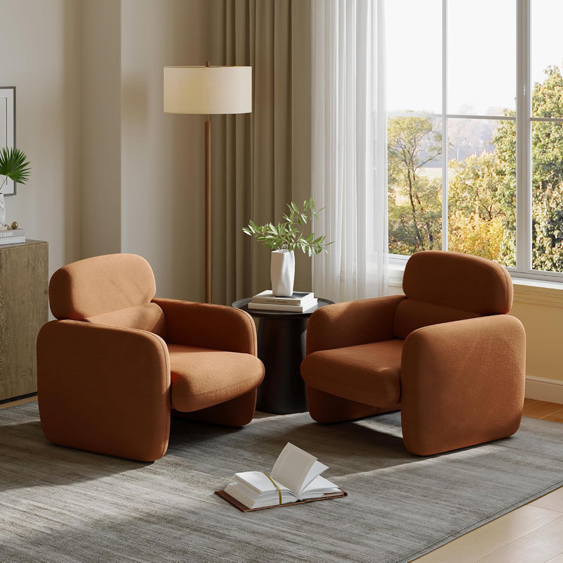 Ensemble de 2 chaises d'appoint modernes en chenille, fauteuils de lecture pour animaux de compagnie avec support lombaire ergonomique et structure en bois massif, capacité de 330 lb