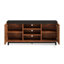 Meuble télé 63 po, pour téléviseur jusqu'à 70 po, sans assemblage, console en peuplier noir 63 po, compatible, assemblage et bois