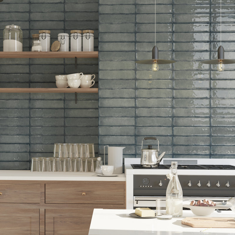Iris Aguamarina 2.9 in. X 11.8 in. Polished Ceramic Subway Wall Tile, Aguamarina Green