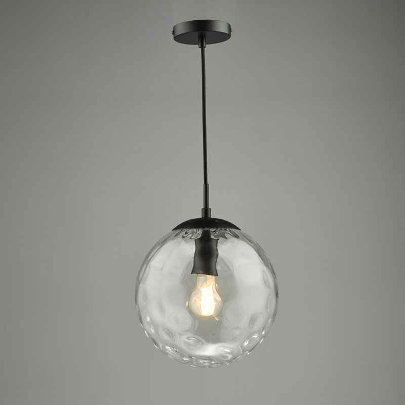 1 - Light Pendant, 170cm H x 25cm W x 25cm D, Matt Black/Clear
