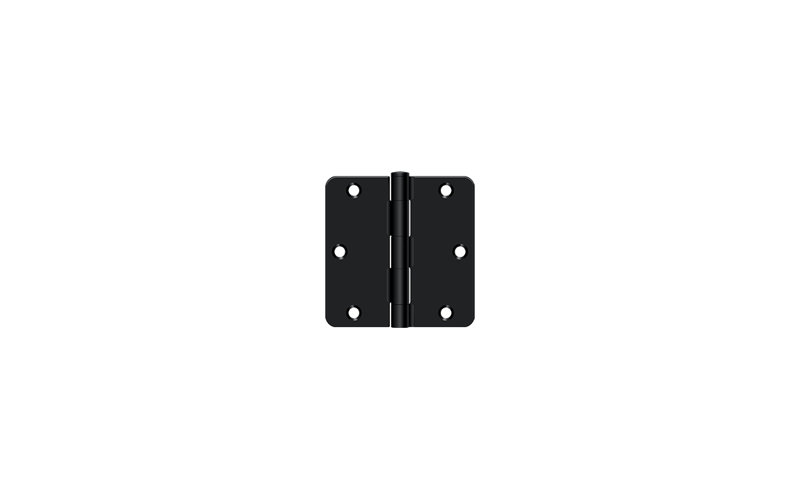 Deltana S35R4BK1B 3-1 / 2 po de hauteur x 1/4 po de rayon avec charnière de porte à mortaiser à angle droit noir paire de rayons