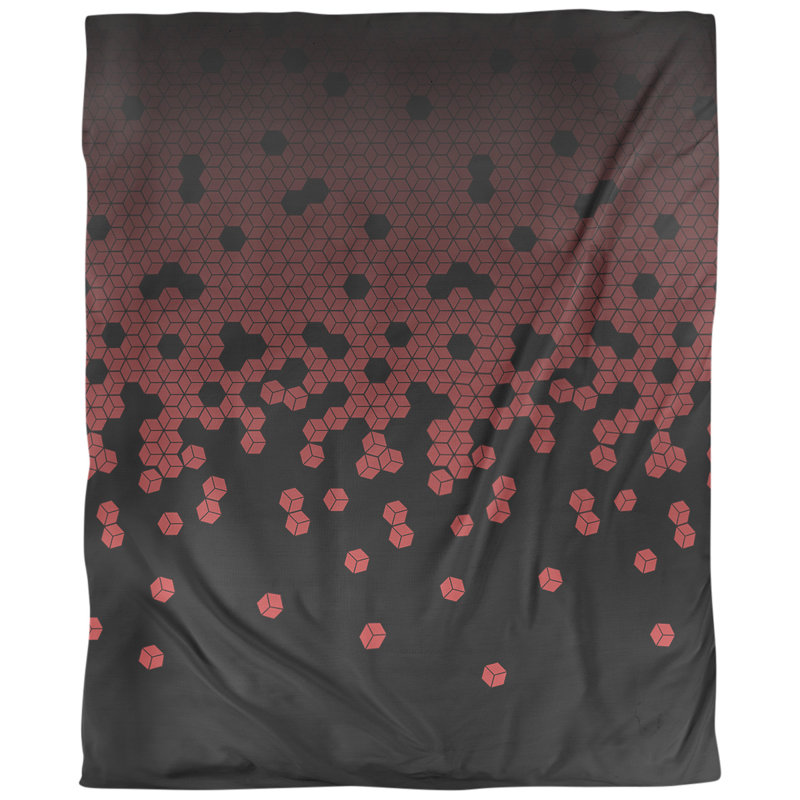 Tissu cube culbuté, Rouge, L 58 po x l 36 po, Faux lin