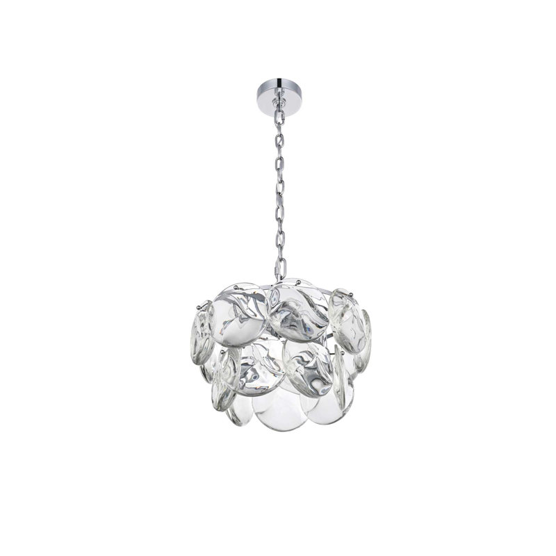 Lustre en cristal 16 pouces Ikeny, H 10 po x l 16 po x P 16 po, Chrome chrome, Six lumières