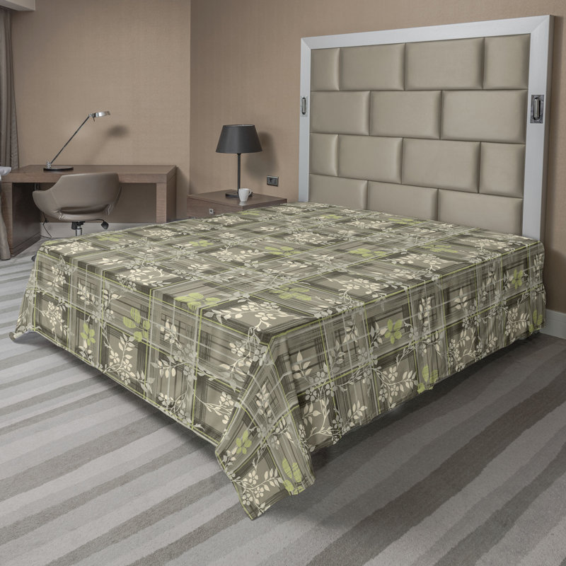 Drap plat Ambesonne, Vert, crépuscule / floral, Drap plat de taille très grand
