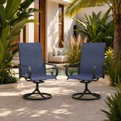 Outdoor 360° Swivel PVC-Coated Polyester Patio Dining Chair