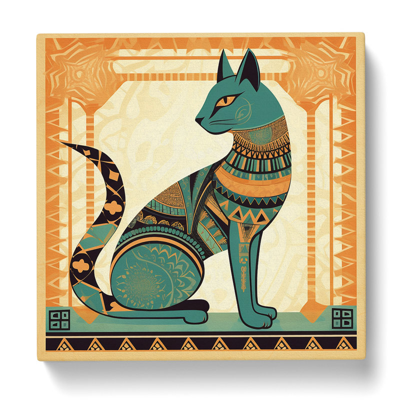 Egyptian Cat Art Deco - Wrapped Canvas, 50cm H x 50cm W x 3cm D