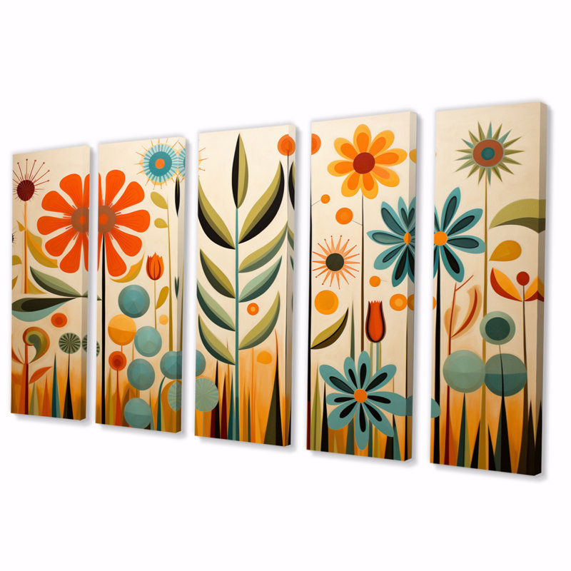 Red Mid Century Mod Nature 5 pièces