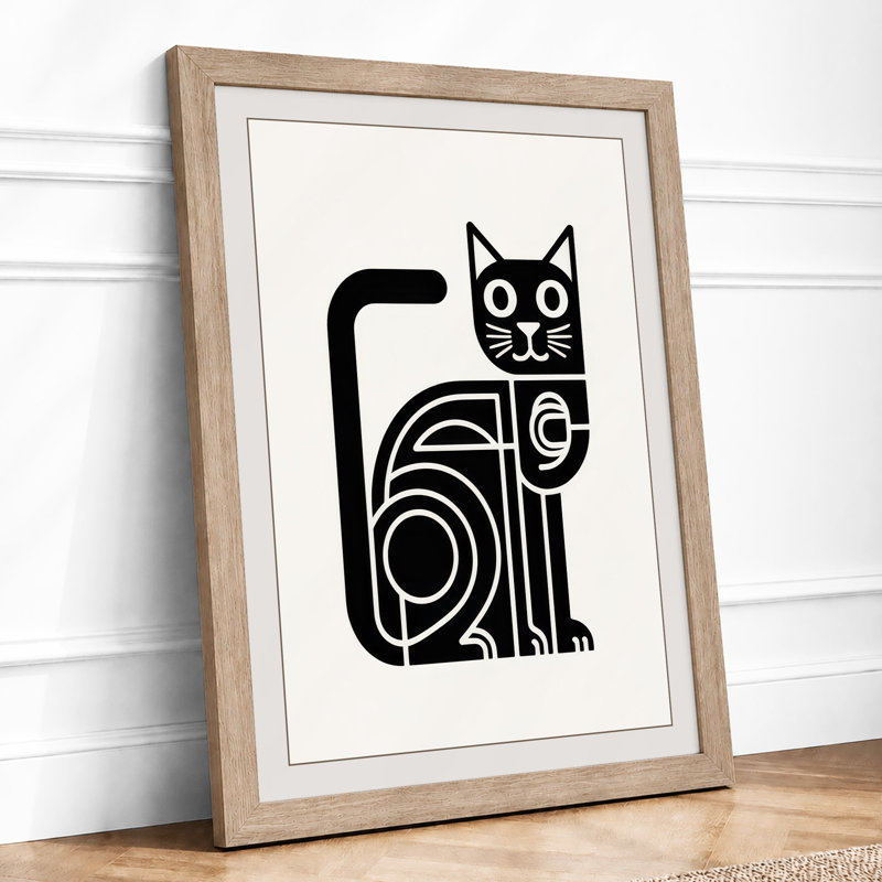 Cat Geometric - Print, Oak, A3 - 42.0 x 29.7 cm