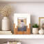 Cadre photo décoratif en bois d'acacia pour l'entrée - Cadre photo deux tons pour chambre à coucher, salon ou table d'appoint - blanc et brun-569208166