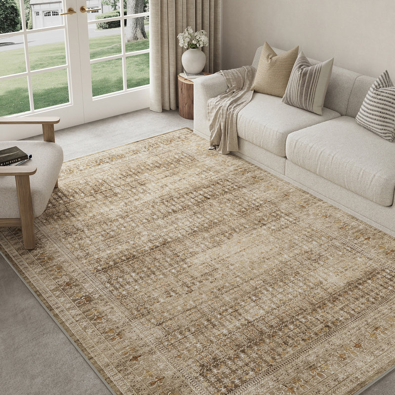 Tapis oriental lavable à la machine pour le salon avec envers antidérapant Kitty, Rectangle 5 pi x 7 pi