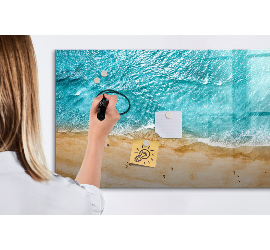 Magnetic Memo Board Whiteboard - 120 x 60 cm - With Marker and Magnets - Sea Beach People