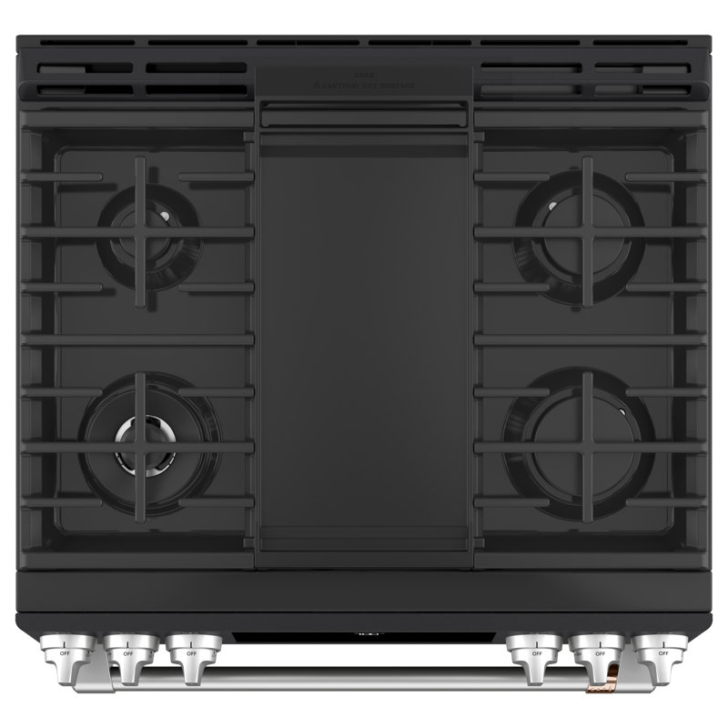 Café 30" 5.6 cu. ft. Slide-in Gas Range with Griddle, Matte Black