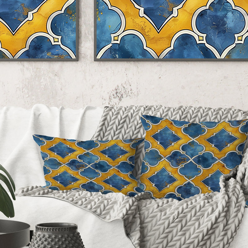 Coussin lombaire jaune Modern Trellis II