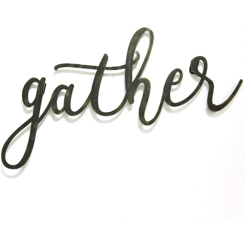Black Gather Metal Script Wall Décor