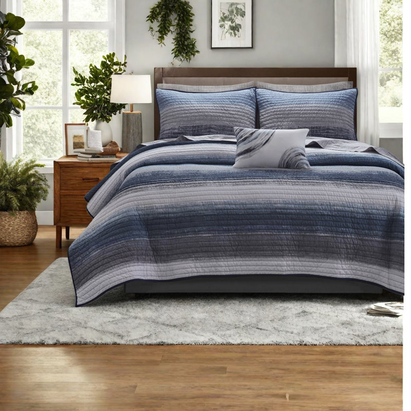 Ensembles de literie de qualité supérieure, draps en coton pleine grandeur, bleu marine moderne